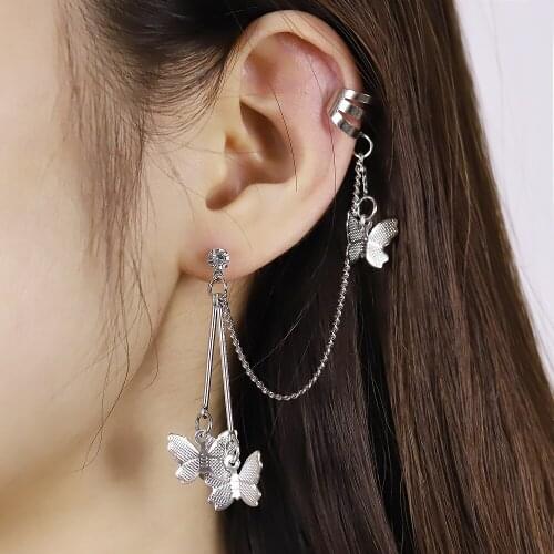 2021 Fashion Butterfly Clip Crown Love Earrings Ear Hook Ear Clips Double Pierced Earring Earrings Women Girls Punk Goth Jewelry