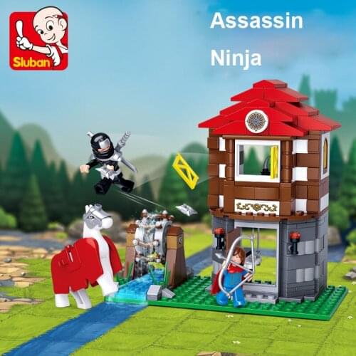 280PCS+ Sluban Suitable For Children Over 6 Years Old Play Knight Samurai Ninja Style Building Blocks Mini Dolls Toys For Kids