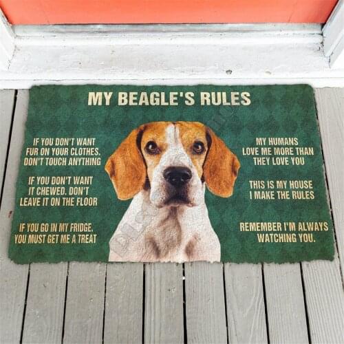 Printed 3D My Beagles Hounds Rules Doormat Non Slip Door Floor Mats Decor Porch Doormat