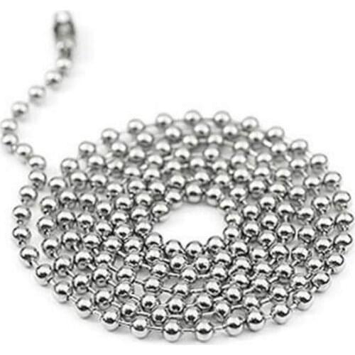 5PCS Stainless Steel Round Bead Necklace Chains Ball Chains DIY Jewelry Findings Wide-1.6mm 2mm 2.4mm 3mm Length 50-80cm