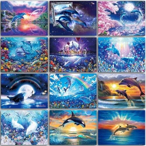 5D Diamond Painting Animals Dolphin Kit Sea world Lion Diamand Paint Full Square&Round embroidery mosaic Cross stitch home decor