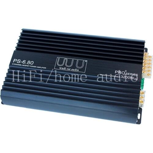120W Six-channel car amplifier, with subwoofer, midrange, 3-way, 6-in-6, output impedance: 4 ohms, SNR: 95dBA