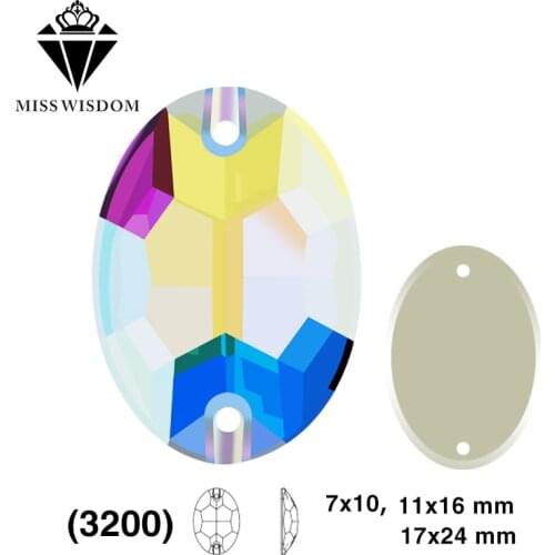 7X10mm/11X16mm/17X24mm 2018 New product high quality flat glass double hole sew-on rhinestones Oval AB color diy accessories
