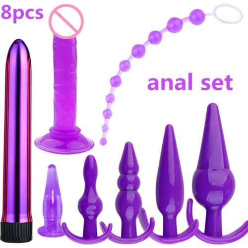 8pcs Silicone Anal Plug Set Prostate Massager For Man Butt Plug Dildo Vibrator Anus Beads Adult Gay Products Sex Toys For Women