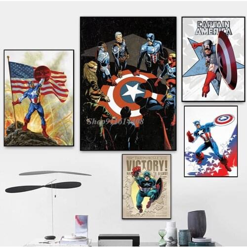 Living Room Decorations Marvel Movie Poster Anime Super Hero Captain America Canvas Painting Print Wall Art Pictures for Bedroom