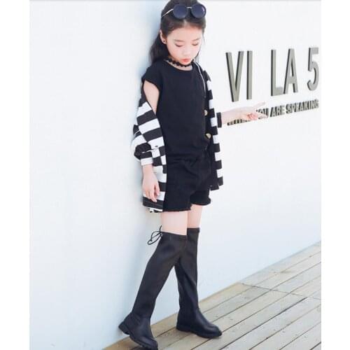 Koovan Childrens Shoes Girls Boots Over-the-knee Boots Fall Winter 2021 The New Leather Childrens Shoes Cloth Shoes Children