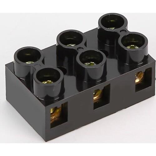X5-2003 50pcs Electrical Wire Terminal Strip Block 20A 3P Barrier Flame-Redardant PC Base Copper Screw Terminal Connector Crimp