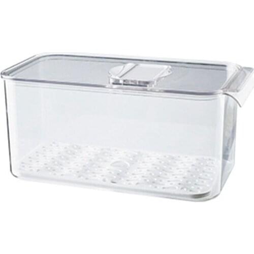 Fresh-Keeping Box Plastic Transparent Drain Refrigerator Storage Box With Lid Fruit And Vegetable Fresh-Keeping Box