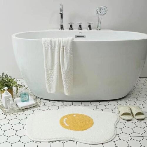 Poached Egg Shape Floor Mats Cute Cartoon Childrens Carpet Non-Slip Entrance Area Rugs Bathroom Absorbent Doormat Washable Mats