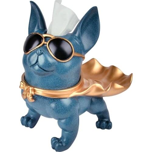 Cool dog resin living room decorative Roll paper tissue box Super dog Home desktop storage box sculpture
