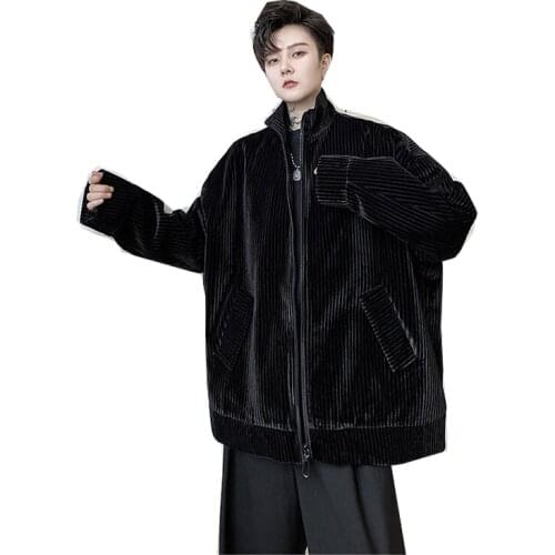 Mens Japanese and Korean Long Jackets Mens Fashion Retro Hip Hop Street Style Loose Jackets Dance Clothing