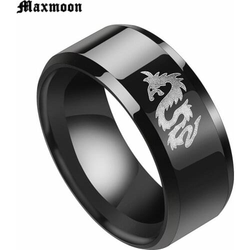 Maxmoon Cool Dragon Ring Black Color Stainless Steel Ring Mans Hiqh Quality Jewelry Wholesale Price