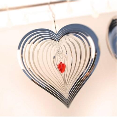 Stainless Steel Stereo Rotating Metal Wind Chime Wind Spinner Beating Heart Wind Chimes and Decorations Hanging Wind