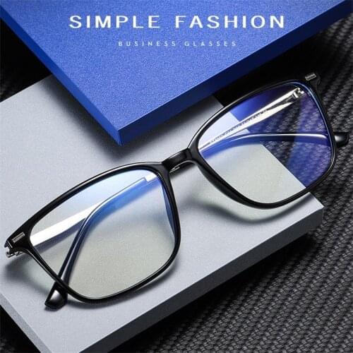Mens Anti Blue Light Glasses Frame 2020 Vintage Luxury Rectangle Eyeglasses Frames Blocking Computer Glasses Men TR90 Optical