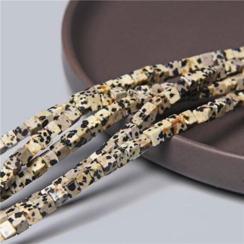 Natural Stone Square shape Loose Beads Dalmation Jaspers String Bead for Jewelry Making DIY Bracelet Necklace Accessories