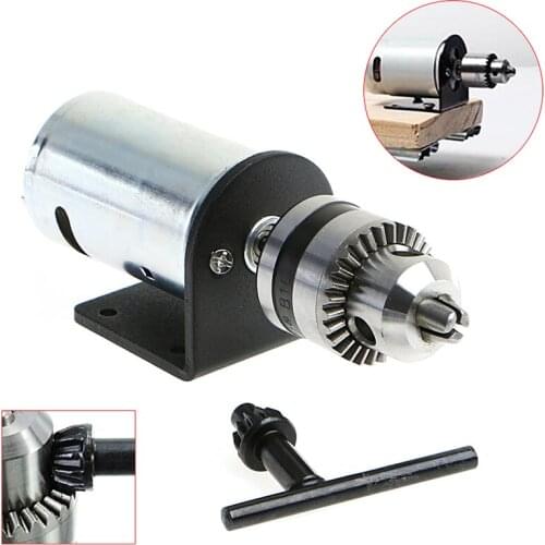 New Hand Drill DIY Lathe Press 555 Motor w/ 1/8" Chuck+ Mounting Bracket 12-36V