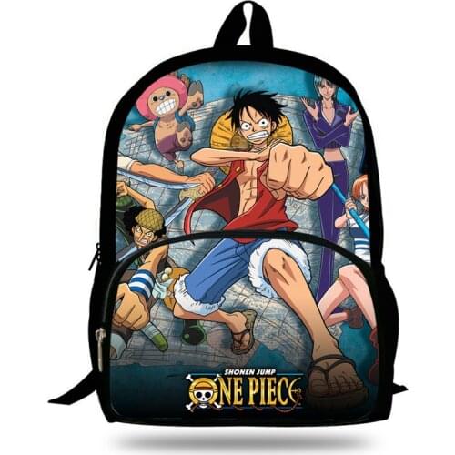 New 16 Inch Popular Cartoon Print Backpack Luffy One Piece Bag For Kids School Boys Girls Book Bags For Children Teenagers