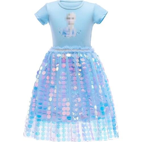 Girls Frozen Anna Elsa Kids Princess Summer Sequins Dresses Snow Queen Cosplay Costume Girl Birthday Gown Party Clothes Vestidos