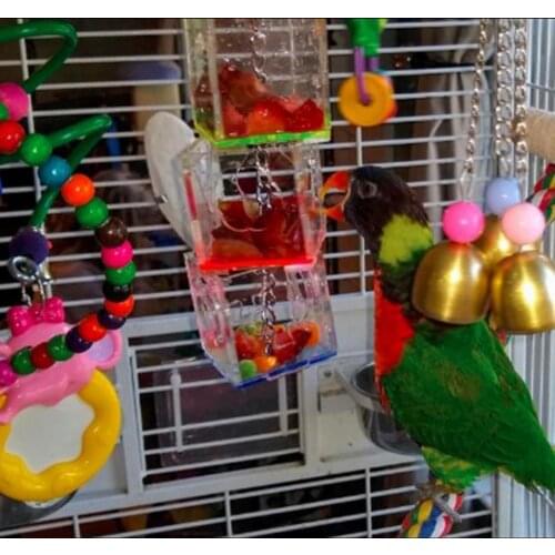 Random Color Hanging Pendant Treat Foraging Toy Multi-layer Hanging Acrylic Birds Food Holder Feeder For Pet Bite-resistant Toy