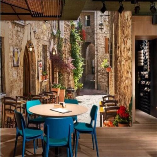 Custom 3d photo wallpaper nature Mediterranean street view mural wallpaper cafe bar restaurant background wall papers home decor