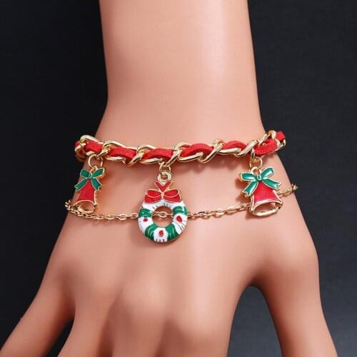 Christmas Jewelry Charm Bracelet and Santa Claus Christmas Tree Bead Pendant Chain Exquisite Bracelet Ladies and Childrens Gift