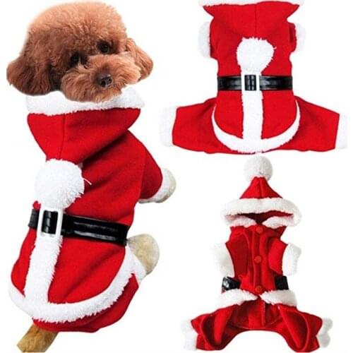 Christmas Dog Clothes Winte Thicken Coat Clothing Santa Costume Pet Dog Christmas Clothes Cute Puppy Outfit For Dog S-XXL