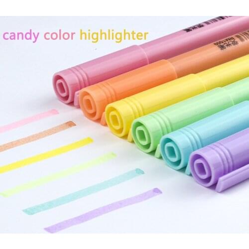 10set Kawaii Highlighter Pen 6 Colors Pen with Highlighter Japanese Stationery Highlighter Marker for Notebook Funny Office Gift
