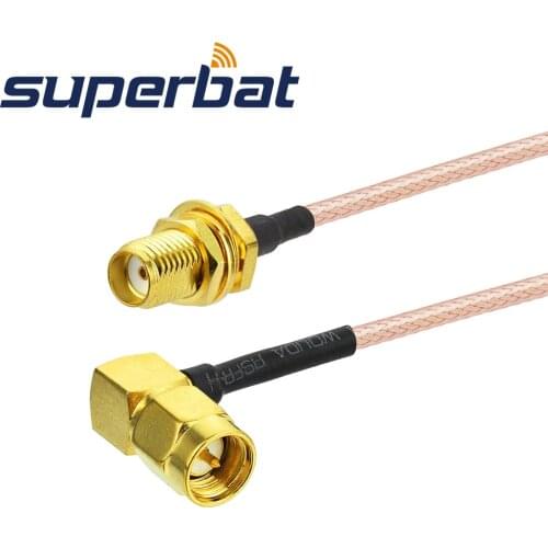 Superbat SMA BulkHead Jack to SMA Right Angle Plug Pigtail Cable RG316 30cm Antenna Feeder Cable Assembly