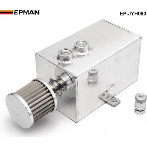 EPMAN Racing 3L Aluminum Universal Oil Catch Can Tank With Breather & Drain Tap 3LT Baffled EP-JYH093