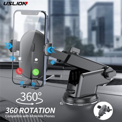 USLION Sucker Phone Holder Air Vent Car Phone Holder For iPhone 12 11 Xiaomi Samsung GPS Mobile Phone Mount Support Stand in Car
