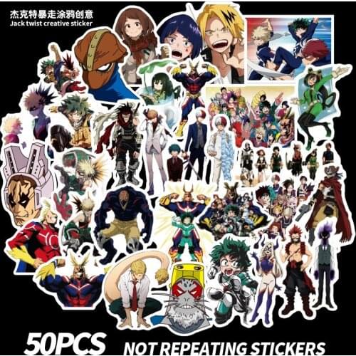 My Hero Academia Stickers Pack Waterproof Anime Sticker Laptop Skateboard Graffiti Luggage Toys for Children Classic Toys Gift