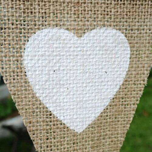 1 Set Love Heart Rustic Linen Jute Hessian Burlap Lace Party Pennant Bunting Flags Garland Wedding Decoration