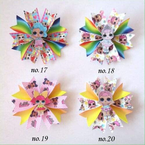 100 BLESSING Girl Popular 3.5" Fairy Hair Bow Clip B- Joyful Doll Rainbow Baby