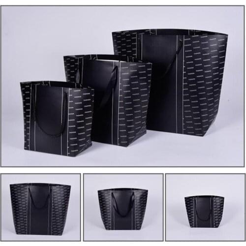 100PCS/LOT Black Pattern Bag Free Printing Monochrome LOGO Ship-type Paper Bag/Paper Gift Bag