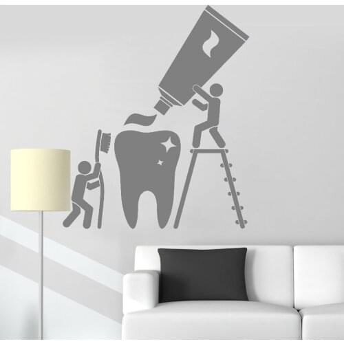 110x133CM Health Teeth Cleaning Wall Stickers Decal Vinyl Home Bathroom Decor Decals Dentist Waterproof Mural Wallpapers LC301