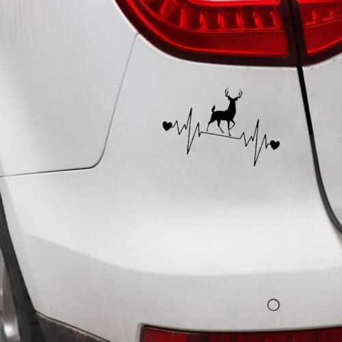16.2CM*10CM Deer Hunting Heartbeat LifelineVinyl Black/Silver Decoration Car Sticker C22-1110