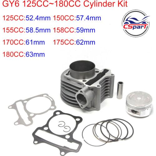 180cc 61mm GY6 Cylinder kit Big Bore High Performance 125cc 150cc Scooter ATV Go Karts Moped