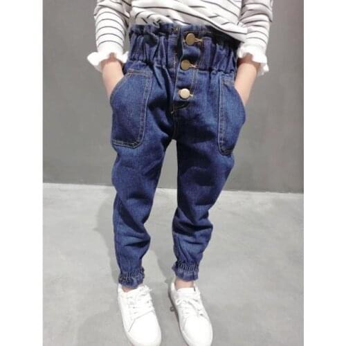 2017 Hot Girls Jeans Five Stars Print Soft Denim Cotton Pants For Girl Trousers Children Clothing Infant Autumn Pant Girls Jeans