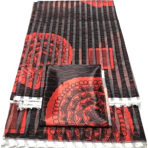 2020 High qualit new Organza silk fabric 4yards+2 yards ribbon ankara fabric silk fabric 2019 digital silk fabric african print