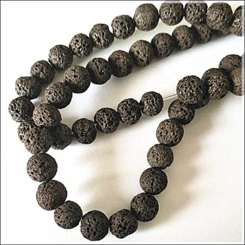 48pcs nature brown lava stone beads gem stone strings beads accessories size 8mm for bracelets making top fashion items
