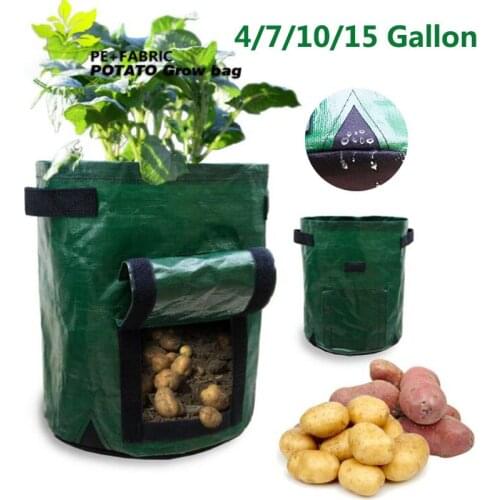 7 10GAL 15gallon potato Grow pots Plant Bags large garden pot tomato Vegetable planter Growing Bags PE Fabric jardin tools s1