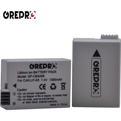 2 Pcs 1300mAh LP-E8 LPE8 Camera battery for Canon EOS 550D 600D 650D 700D Kiss X4 X5 X6i X7i Rebel T2i T3i T4i T5i,LP E8 battery