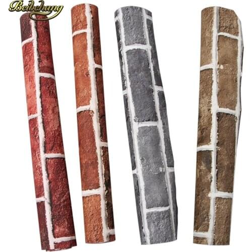 Beibehang Waterproof Vintage 3d flooring Wallpaper Roll Modern Rustic Vinyl Stone brick Wall Paper Restaurant clothing store
