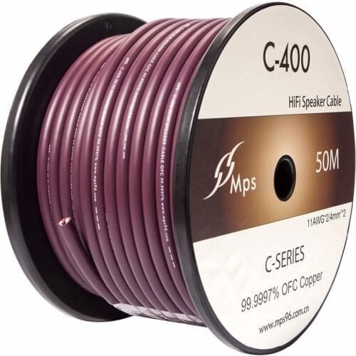 C-400 99.9997% OFC speaker wire audio cable HIFI for amplifier CD DVD Speaker AC Power cable line 4mm^2*2/11AWG*2