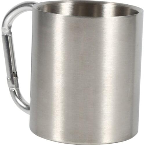 Stainless Steel Cup For Camping Traveling Outdoor Mug With Handle Carabiner Climbing Backpacking Hiking Portable Cups
