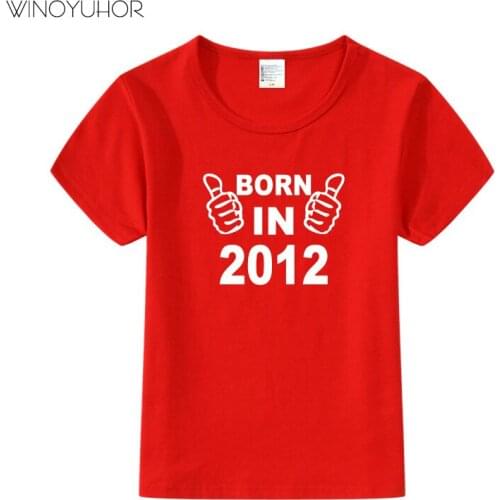 Born In 2012 Letter Print T-shirt Short Sleeve Children Tee Shirts 8 Years Old Birthday Gift Tops Boys Girls Tee Shirt