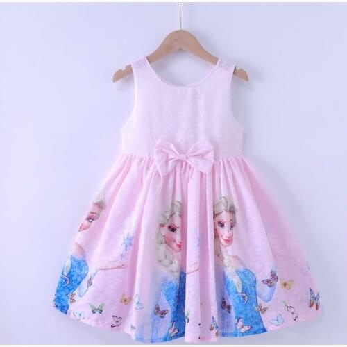 Summer Party Birthday Little Girls Dresses Children Costume Kids Clothes Vestidos Elsa Anna Cartoon Sleeveless Princess Dress