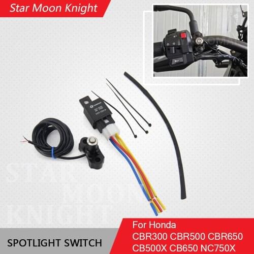 For Honda CBR300 CBR500 CBR650 CB500X CB650 NC750X CTX700 handle LED fog light spotlight switch button control relay