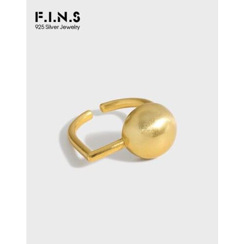 F.I.N.S INS Unique Design Retro Bead Ball S925 Sterling Silver Ring Geometric Round Ball Open Finger Ring Wedding Fine Jewelry