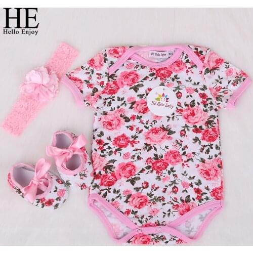 HE Hello Enjoy Mewborn Baby Clothes Girls Body Infantis Short Baby Clothing Cotton Floral Jumpsuits Bodysuit Baby Set 3pcs 2018